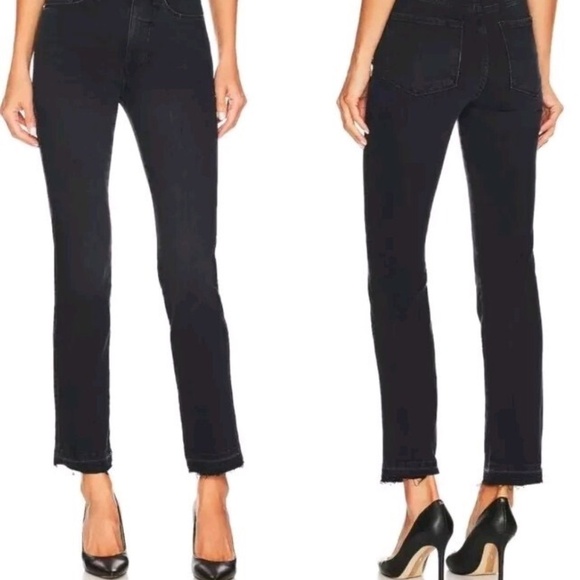 Frame Le Sylvie Slender Straight Jeans In Plymouth Gray Black Wash SIZE 28 - Picture 2 of 13